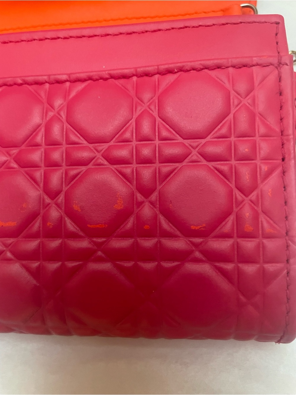Christian Dior 2014 Pink & Orange Lambskin Cannage Rendezvous WOC Crossbody - Picture 8 of 16